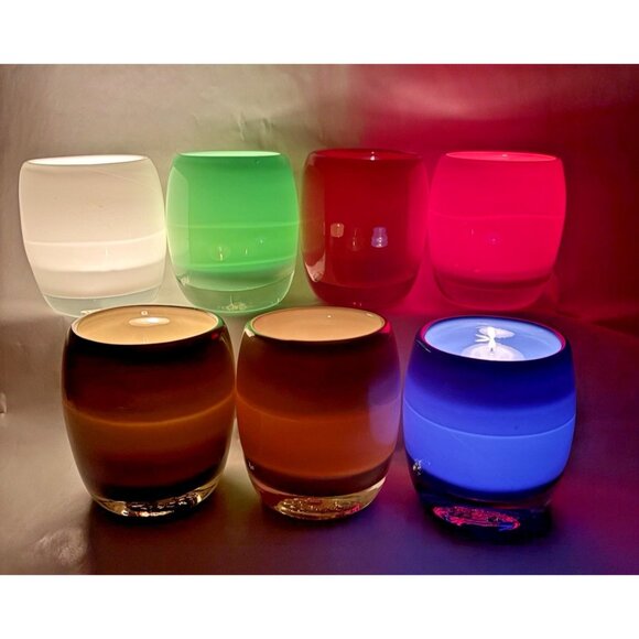 Glass.ful Votive Candle Holder Olive Green Handblown Cased Glass Canadian - Picture 9 of 9